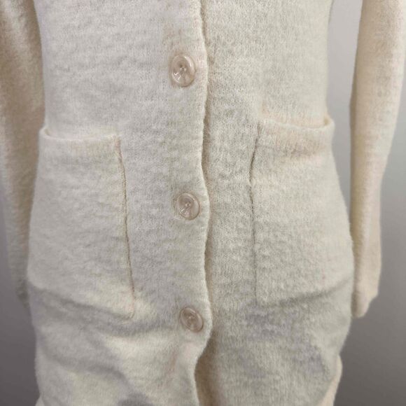 Boston Proper Ivory Long-Sleeve V-Neck Button-Up Cardigan Size XX-Small - Picture 3 of 8